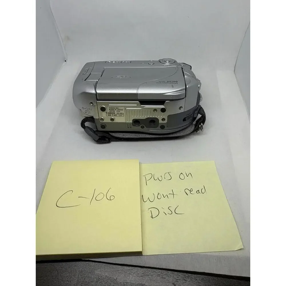 Canon DC100 DVD Camcorder Video Camera NTSC Parts Repair Powers On READ C106